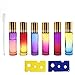 Produktbild YLX Ätherische Öle Roller Flaschen 10 ml Farbverlauf Dickes Glas Leer mit Edelstahlkugeln, inklusive 1 Tropfer & 2 Öffner (6 Stück)
