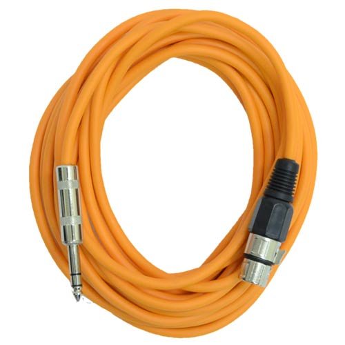 Miniatura 5 de Seismic Audio - SATRXL-F25BGORYP - Paquete de 6 cables de conexión XLR hembra de 25 pies a TRS de 14 de pulgada, cables de serpiente, equilibrados,