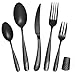 FANTICDE Besteck Set f&uuml;r 4 Personen,20 teilig Edelstahl Besteckset Schwarz Matt/Essbesteck Set mit Messer Gabel L&ouml;ffel,Hochwertiges Edelstahlbesteck, Sp&uuml;lmaschinenfest