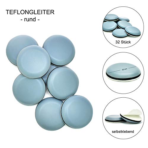 Store HD Protector de muebles redondo para sillas y sillones, Protege suelo y alfombra - Protector de Suelo Autoadhesivo, 32 uds protectores de patas, sillas, mesas, suelo