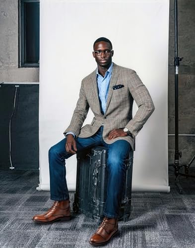 Holy dove Mens Oxford Leather Dress Boots Cap Toe Side Zip Fashion Mid Top Chukka Ankle Boots for Men3