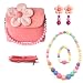 Elesa Miracle Little Girl Bag Beauty Set Plush Handbag + Flower-shaped Clip-on Earrings + Necklace and Bracelet Set (Pink)