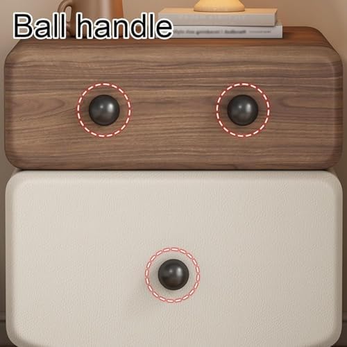 Stylish Bedside Table with 2 Drawers, Leather & Wood Nightstand, Compact Storage Cabinet for Living Room, Lightweight Design (White & Brown, 40cm)