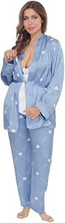 بيجامة بنطلون ساتان مع روب مقاس موحد للنساء من LUNA Lun-9004-Parent
