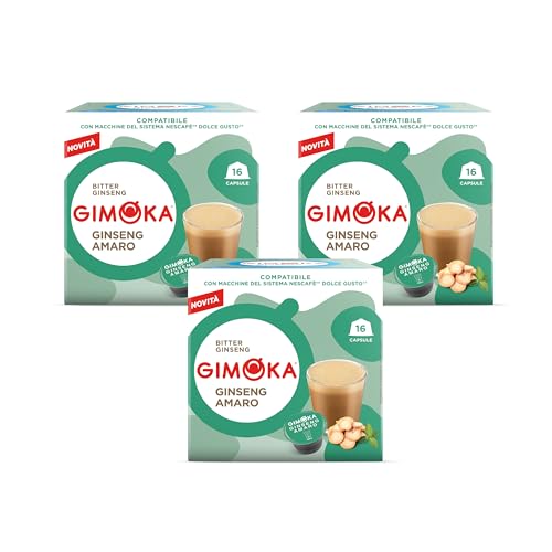 Gimoka Goût CAFÉ AU GINSENG AMER - 48 Capsules - Compatibles avec les Machines à Café de la Marque Nescafé Dolce Gusto - Produit en Italie (lot de 3 x 16)