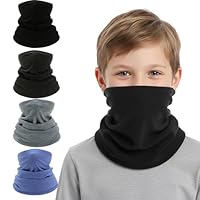JazRvr 4 Stück Schlauchschal Kinder, Halstuch Kinder Winter, Loop Schal Warmer für Outdoor-Aktivitäten wie Skifahren und Radfahren, Weiches Material, Schwarz, Hellgrau, Dunkelgrau, Blau