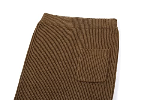 Image of chouyatou Women's Turtleneck 2 Piece Outfits Ribbed Knit Sweater Midi Pencil Skirt Set