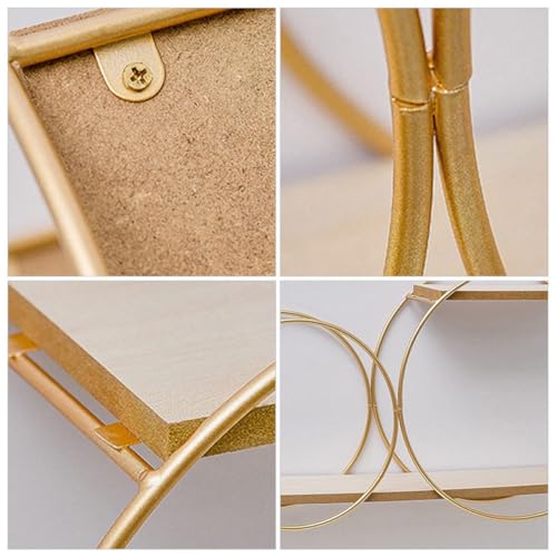 Estante colgante redondo Alipis con metal dorado y madera de diseño 6