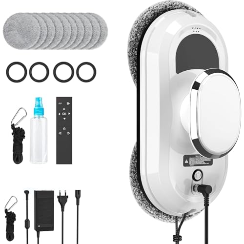 Oamger Robot limpiador de ventanas eléctrico 5600Pa robot limpiador de ventanas con mando a distancia y sistema de reconocimiento de bordes, limpiador automático de ventanas para ventanas interiores y