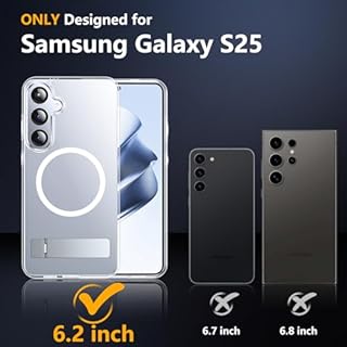 SPIDERCASE Magnetic for Samsung Galaxy S25 Case, [3 Stand Ways][ Military Grade Drop Protection] with Invisible Stand Shockproof Slim Case for Samsung Galaxy S25 6.2", Clear