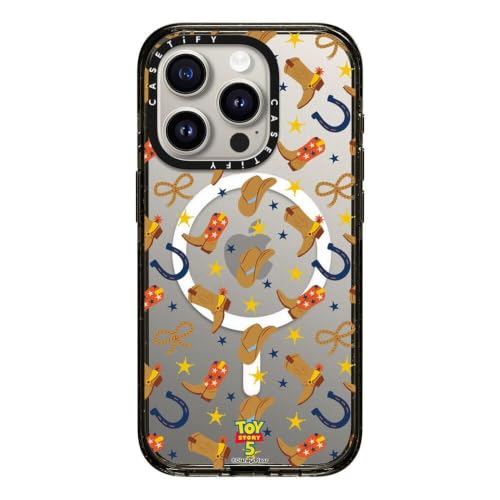 CASETiFY �C���p�N�g iPhone 15 Pro �P�[�X [Toy Story/MagSafe�Ή�/���^ �y��/�ϏՌ�] - Toy Story 5 Cowboy Pattern Case - �u���b�N