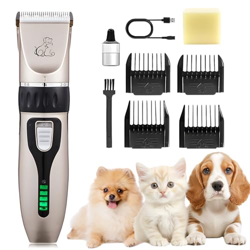 Anluomania Tosatrice per Cani Professionale, Tosatrice Silenzioso per Cani e Gatti, 1200mAh USB Ricaricabile, Impermeabile, 4 Pettini Guida, Tosatore Elettrico cani e Gatti Grosso/Lungo/Corto/Riccio