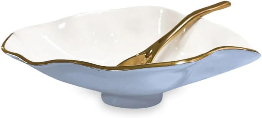 Oval Bowl with Spoon by Beatriz Ball (Periwinkle, White, Gold)