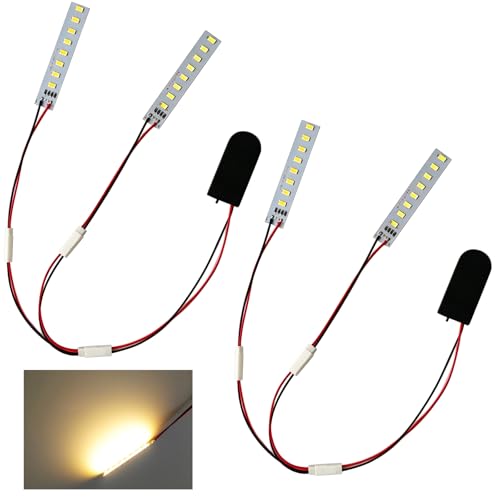 Joycabin 2 Stück Miniatur LED Streifen für Puppenhäuser 4W Miniatur LED Leuchten Puppenhaus Miniatur Zubehör Miniatur LED Lichter für Vitrinen Mikrohaus Spielzeughaus Dekoration (Warmweiß)