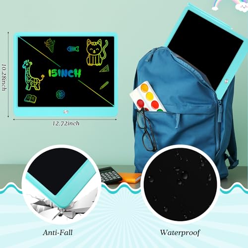 Decute Kids Toys LCD Writing Tablet with Stylus, 15 Inch Erasable Toddlers Doodle Board, Reusable Drawing Pad for Kids, Educational Christmas Birthday Gift for 3 4 5 6 7 8 Girls Boys Toddler Blue - Image 4
