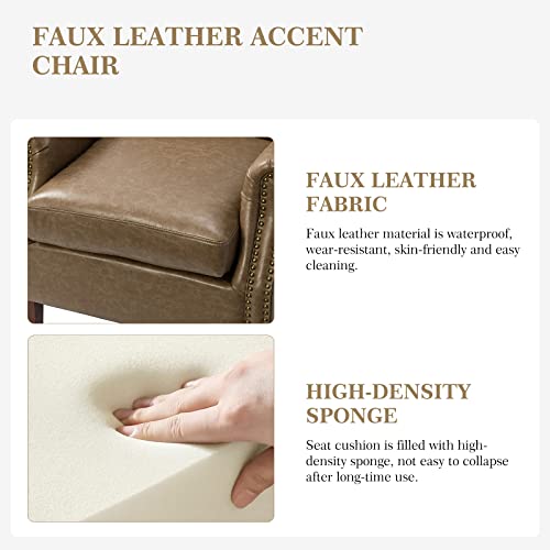 HULALA-HOME-Faux-Leather-Accent-Chair-with-Retro-Wood-Legs-Comfy-Upholstered-Armchair-with-Nail-Head-Trim-Single-Sofa-Chair-for-Living-Room-BedroomTaupe HULALA HOME Faux Leather Accent Chair with Retro Wood Legs Comfy Upholstered Armchair with Nail Head Trim Single Sofa Chair for Living Room BedroomTaupe