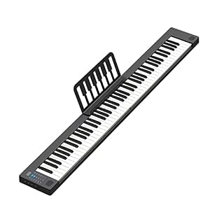 Piano à clavier pliant 88 touches pleine grandeur piano électrique pliable pondéré Bluetooth MIDI Piano numérique portable avec écran LCD, pédale de sustain, sac à main for adultes débutants - Les Beatles, Paul McCartney, John Lennon, RIngo Starr, George Harrison