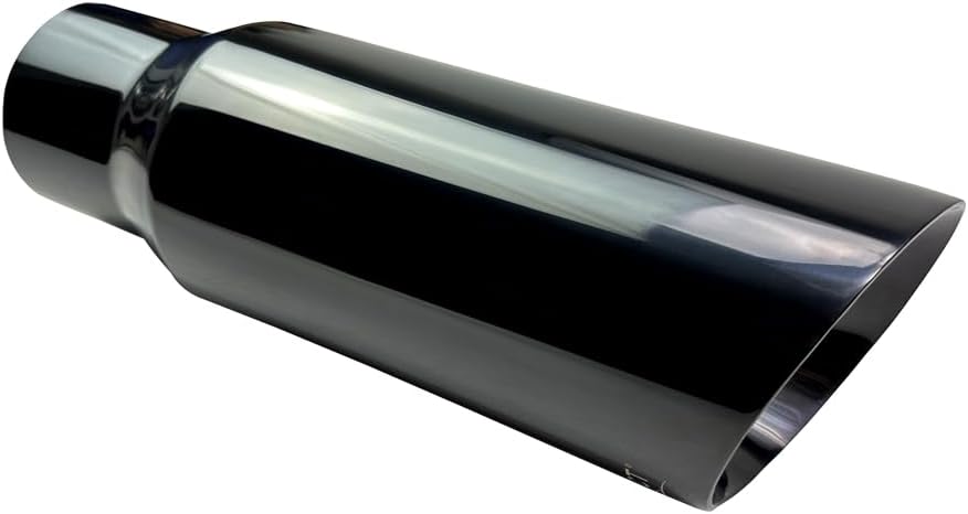RCCT 3" Inlet × 4" Outlet × Black Chrome Exhaust Tip – Double Wall, Angled Cut Stainless Steel, Weld-On 12'' Tip (Inlet 3''(Outlet 4In))