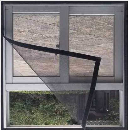 DIVAYANSHI Window Ready to Use 120 GSM Fiberglass Insect Net with Strong Self Adhesive Hook & Loop Tape (120 x 120 cm, Black)