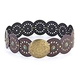 CHIC DIARY Women Wide Western Leather Belt Vintage Disc Waist Belt Chunky Boho Belts for Dress Jeans