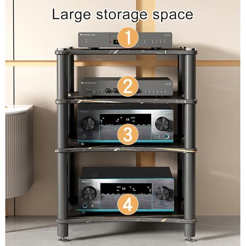 Meuble audio à 4 niveaux : tour stéréo robuste et support multimédia d'angle