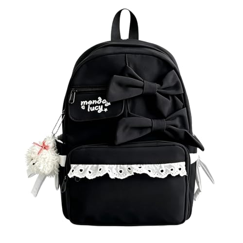 Mochila escolar para niñas y jóvenes con compartimento para portátil, impermeable, color negro