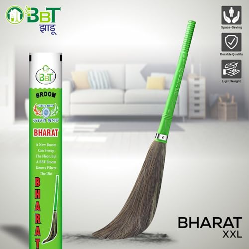 Image of BBT Phool Jhadu | Natural Grass Broom Stick for Home Cleaning | Eco-Friendly Long Handle Jhadu | Anti Dust, Lightweight & Durable Pack of- (1, XXL)