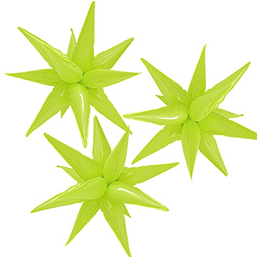 Image of 3pcs 26inch macaron green Star foil balloons.macaron green Explosion star burst star balloon-Spike cone balloon for birthday party decorations,wedding,Bachelor party