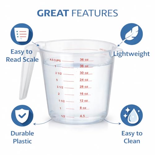 Vaso medidor plástico 4 tazas 32 oz con pico para verter miniatura 5