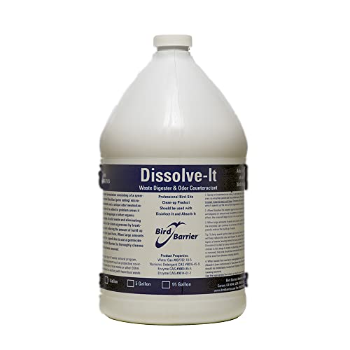 Bird Barrier Dissolve-It Enzyme Cleaner - Mix with Water â€“ Bird Dropping Cleaner - Dissolves Waste â€“ Treat Affected Areas Before Installing Bird Control Products - Bird Cage Cleaner - 1 Gallon Makes 2 Gallons