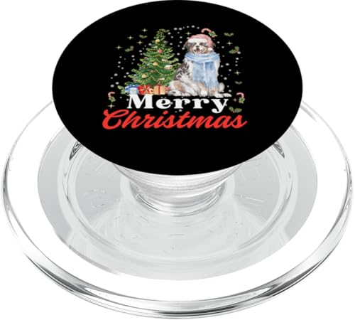 Santa Hat Dog Merry Christmas for Australian Shepherd Lovers PopSockets PopGrip for MagSafe