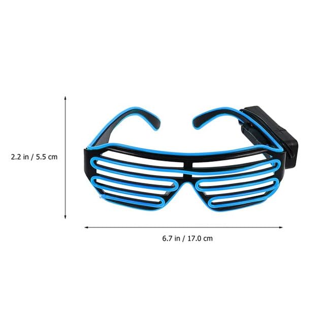 Gizelle LED Light Up Neon Shutter Glasses Wireless Flashing Party Eyeglasses Neon Glow In Dark Illuminated Frames For Disco Christmas DJ Costume Party Favors Blue - Image 4