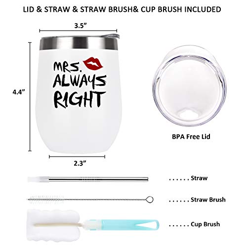 Livole Juego de 2 vasos de vino, Mr Right and Mrs Always Right, regalos divertidos para parejas, aniversario de boda, 12… - Imagen 7