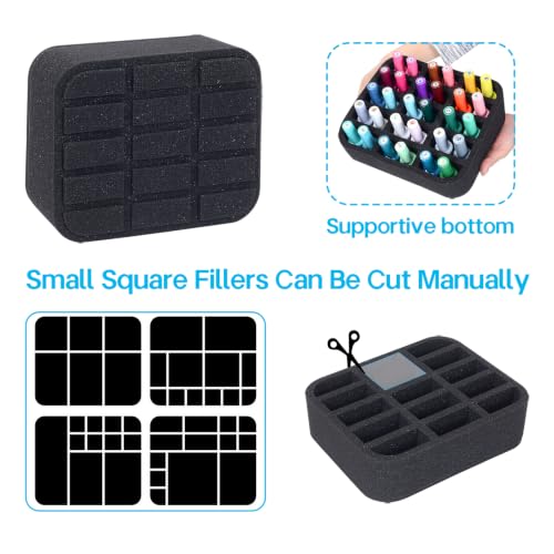 Image of Nail Polish Organizer Holder Foam Pad DIY with 15 Slots for Storage Nail Polish or Essential Oil Tray for Drawers Black