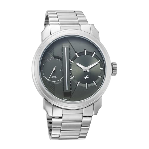 Image of Fastrack Pulse IV with Olive Green Dial Silver Stainless Steel Strap Watch for Men - 3341SM03