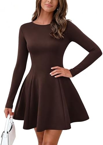 BTFBM Fall Dresses for Women 2025 Elegant Classy Flowy A Line Long Sleeve Business Homecoming Cocktail Sweater Dress