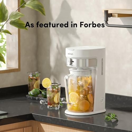 Image of wirsh Iced Tea Maker with 3QT Pitcher, Iced Coffee Maker with Strength Control and Reusable Filter, Perfect For Iced Coffee, Latte, Tea, Lemonade, Flavored Water,White
