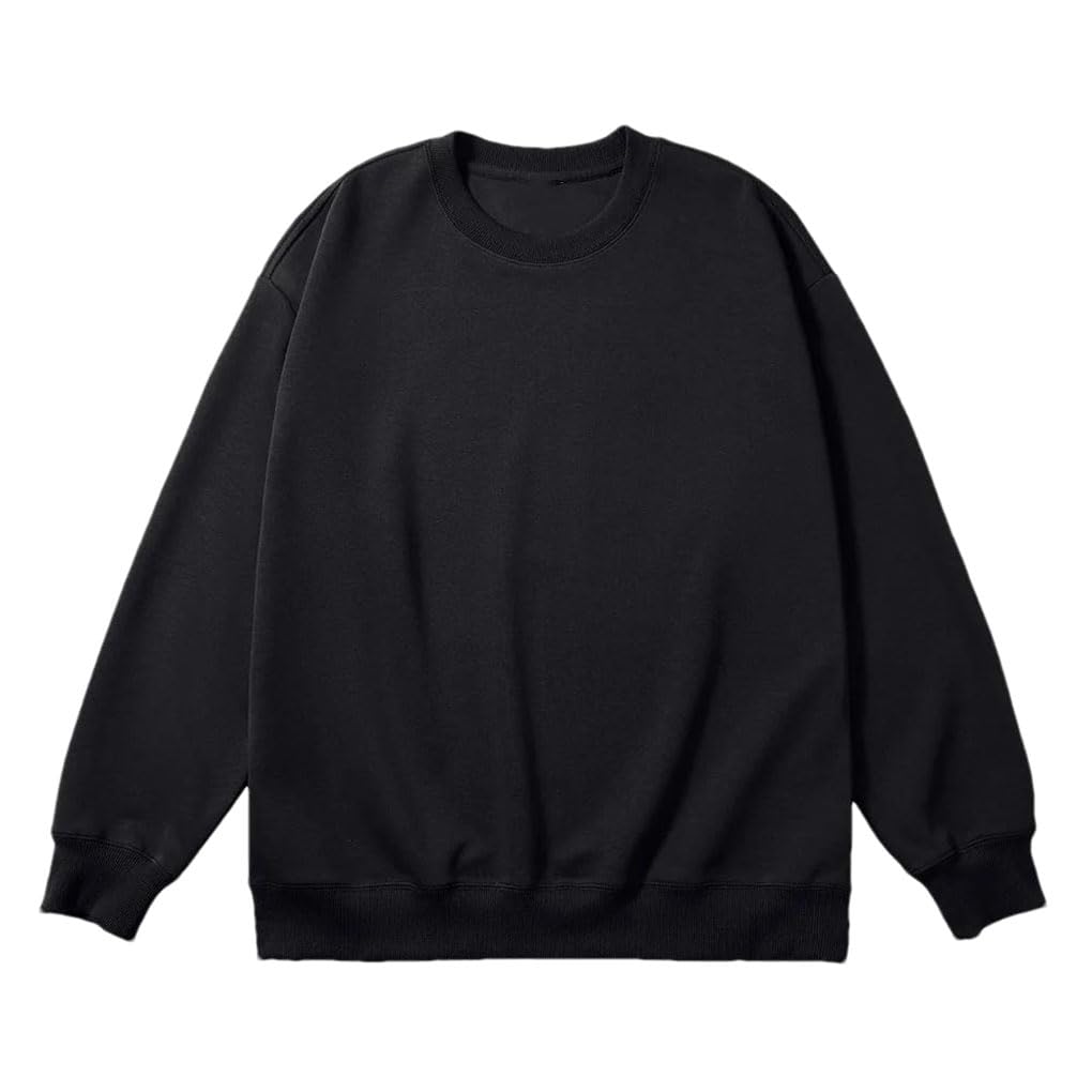 Jednolity kolor bluza z okrągłym dekoltem mężczyźni kobiety luźna cienka koszulka z długim rękawem oversize unisex odzież uliczna