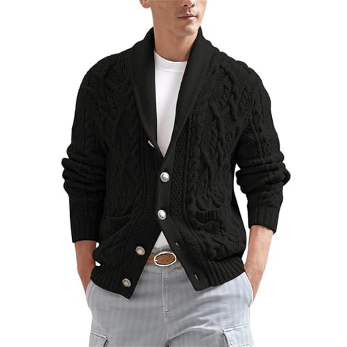 Men's V Neck Sweater Long Sleeve Shawl Collar Pullover Knitted Button Down Tops Knitwear Oversize Sweater4