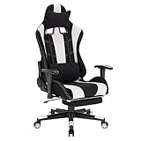 Ajustable: La altura del asiento y el respaldo de esta racing silla se puede ajusta. La altura ajustable es de 44,5 a 52,5 cm y el respaldo se puede ajustar hasta 155°según su necesidad (para grantizar la seguridad, no se recomienda poner el respaldo al grado máximo).