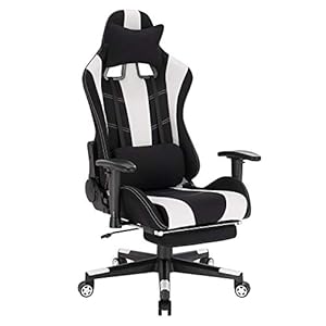 WOLTU BS98ws Gamingstoel Gamestoel hoogte verstelbare en draaibare,Racestoel bureaustoel in Stof met schommelfunctie,Wit