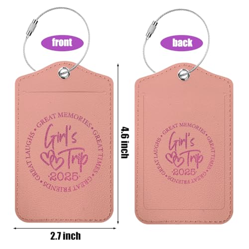 4 Pcs Girls Trip Luggage Tag, Glitter 2025 Name ID Labels with Privacy Cover and Metal Loop, Suitcase Tags Travel Tags for Luggage, Luggage Identifiers for Suitcases, Travel Accessories for Friends2
