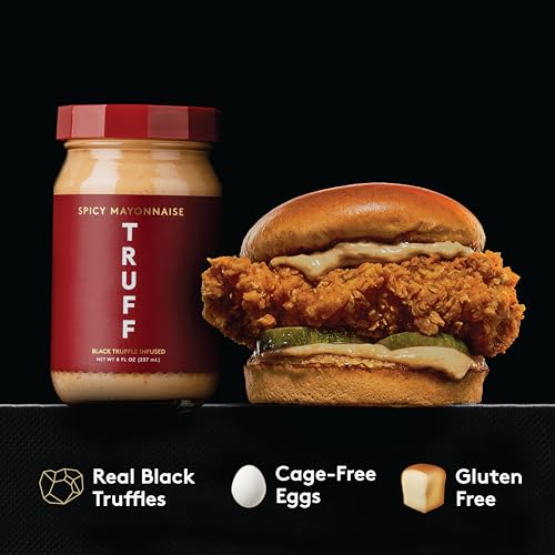 Image of TRUFF Spicy Mayo, Gourmet Mayonnaise made with Black Winter Truffles, Sunflower Oil, Cage-Free Eggs and Jalapenos | Heat and Umami for Savory Spreads, Salads, Non-GMO, Gluten Free | Spicy with Premium Box - Bundle of 2