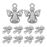 DOITOOL 10 Engel-Anhänger: Schlüsselanhänger aus Edelstahl – Kleine Engel-Schmuckstücke für die Schmuckherstellung