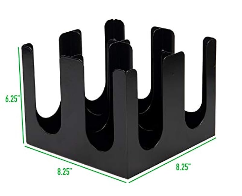 Mind Reader 4 Compartment Caddy, Multi-Section Organizer for Stacked Hot or Cold Disposable Cups, Lids, Condiment Holder, Stainless Steel, Black