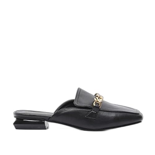 shoexpress Womens Solid Slip-on Mules with Metal Accent Mule