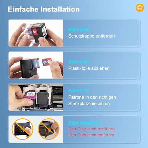 Palmtree 62XL patronen Kompatibel Ersatz für HP 62 Druckerpatronen 62 XL HP62 62XL Schwarz and Farbe Patronen für HP Envy 5540 5548 7640 5640 5646 OfficeJet 250 200 5740 5742