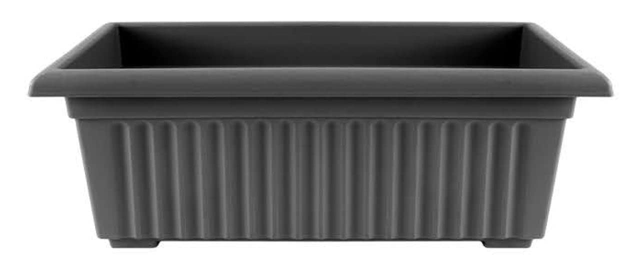 Optimal Products Plastic Trough Plant Pot Long Plastic Planter Outdoor Garden Herb Flower Box UK (70cm Trough Volcanic Ash, 1)