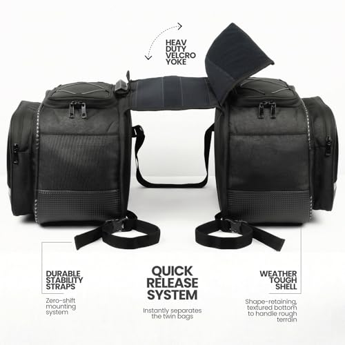 FATMUG 50L Black Motorcycle Saddle Bag Double Black (600506) - Image 5