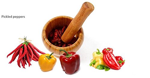 1Sets 4.3"(Bowl With Pestle) Bamboo Household Garlic Pepper Spice Pounder Mortar And Pestle Press Fruit Crusher Stamp For Kitchen Tool Set (Diameter-4.33") #TOP2